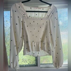 Semi cropped ruched hearts long sleeve